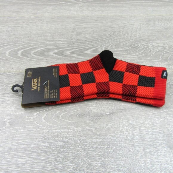 Vans Checkered Plaid Half Crew Socks Women's Size 6.5-10 Red Black (1 Pair) NEW - Picture 8 of 11